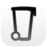 Your Waste Calendar’s app icon; the symbol of a small garbage container on a white backdrop